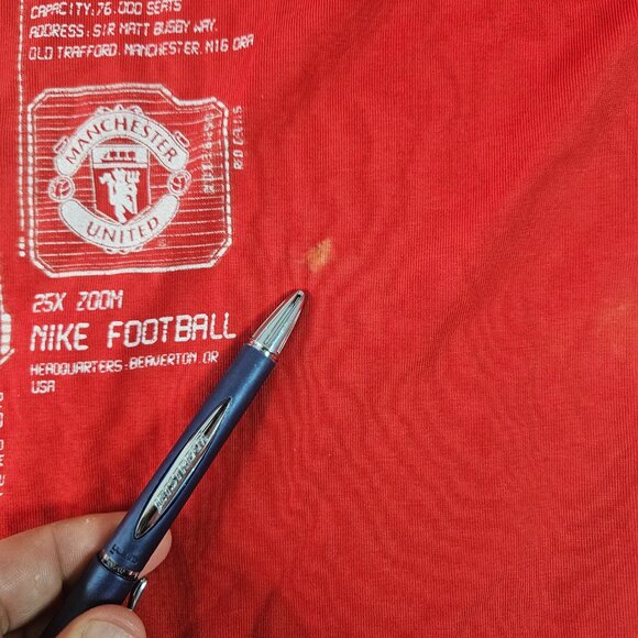 Nike Fit Dry Men's Size M Manchester United T Shirt Red Old Trafford Map On Back - Picture 10 of 16